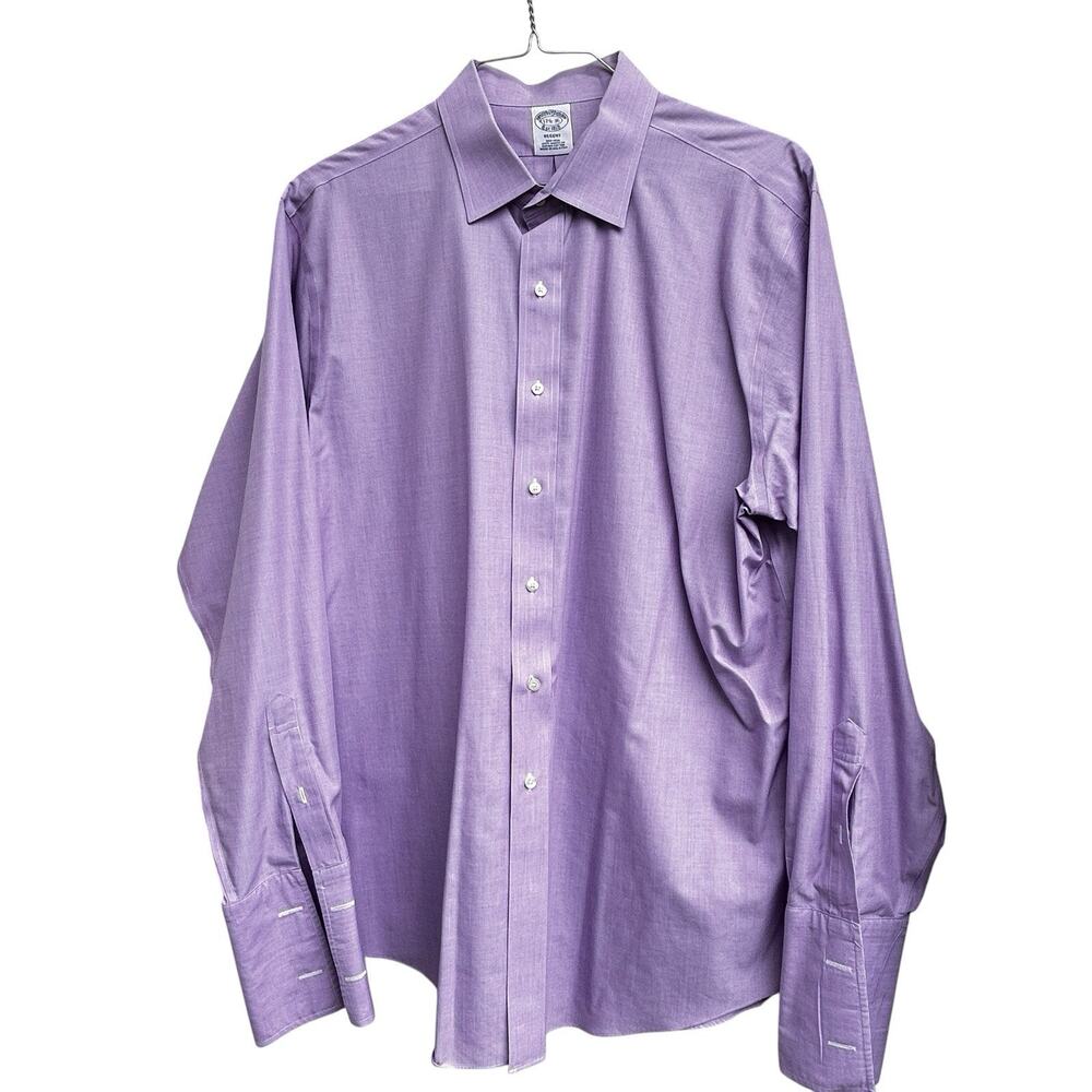 Brooks Brothers Men’s Regent Purple Dress Shirt 17 1/2-36 Non-Iron 100% Cotton